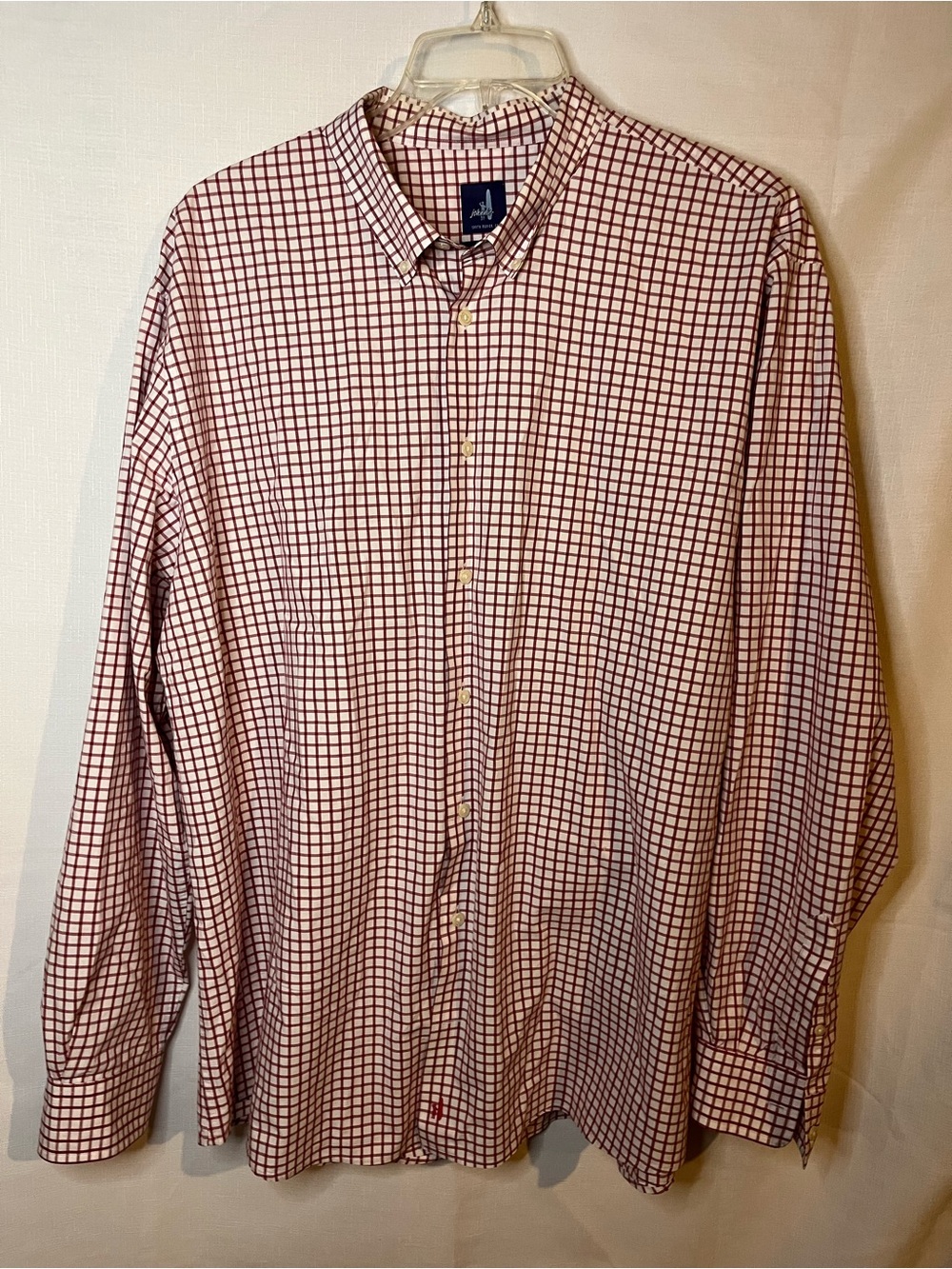 johnnie-O Burgundy and White Grid Button-Down Shirt